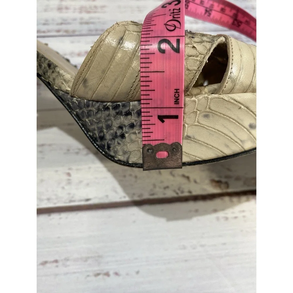 Stuart Weitzman Woman Shoe Snakeskin Strappy Peep Toe 5